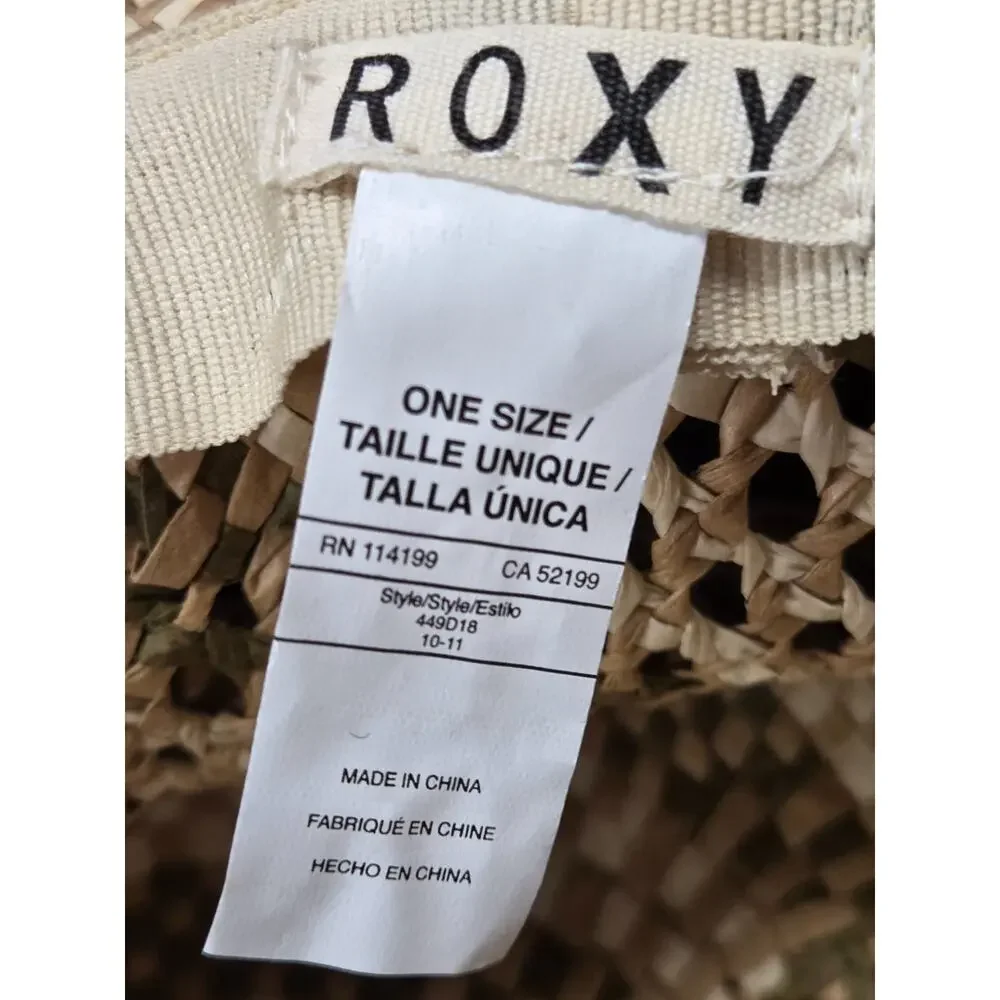 ROXY Beach Wear 100% Paper Straw Wide Brim Sun Hat Two-Tone Women's